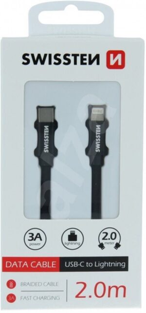Swissten kabl  Type C/Lightning 2,0m crna