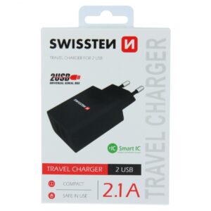 Swissten punjač 2x USB 2,1A crna