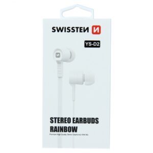 Swissten EARBUDS RAINBOW 3,5mm YS-D2 bela