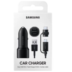Samsung Auto punjač 15W Micro USB + Type C (L1100) crna